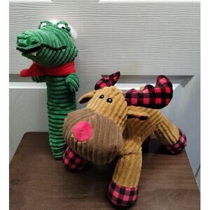 Set of 2 Dog Toys Vibrant Life Reindeer Big Lots Gator Squeaker Crinkle Plushies